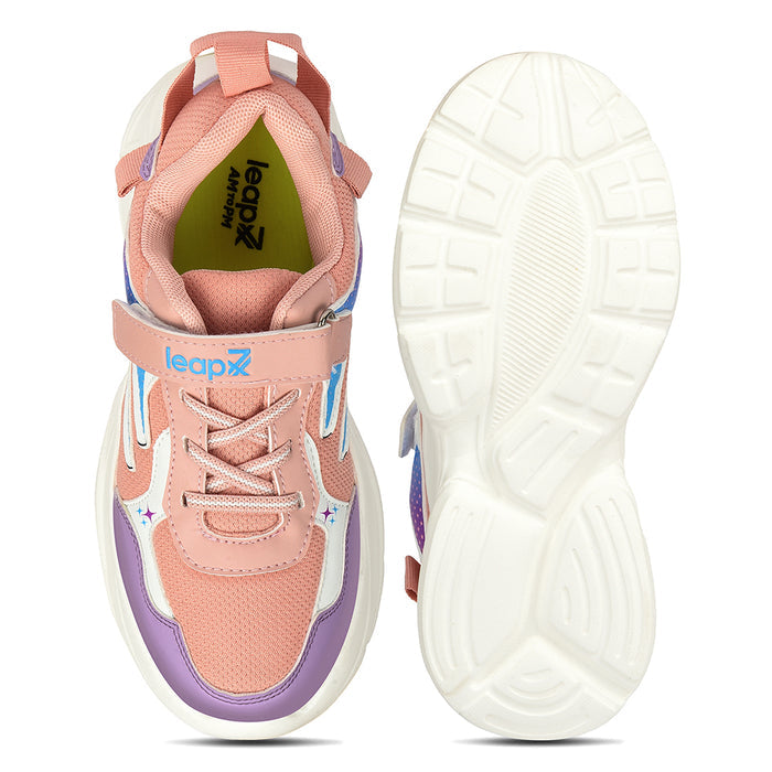 Leap7X Peach Sports Non Lacing Walking Shoes For Kids Zeox 2 By Liberty