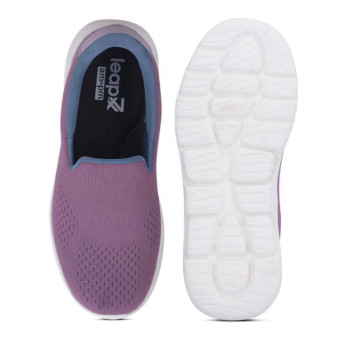 Leap7X RIYA-1 Purple Sports Non Lacing Walking Shoes for Women by Liberty