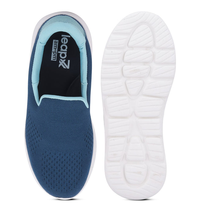 Leap7X RIYA-1 Teal Blue Sports Non Lacing Walking Shoes for Women by Liberty