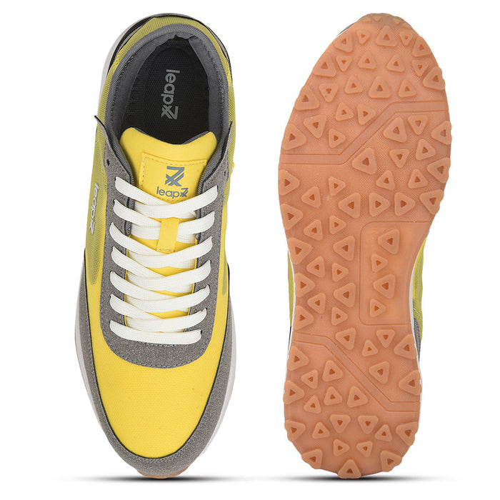 Leap7x Sports Lacing Running Shoes For Men (Yellow) XL-TG-3 By Liberty