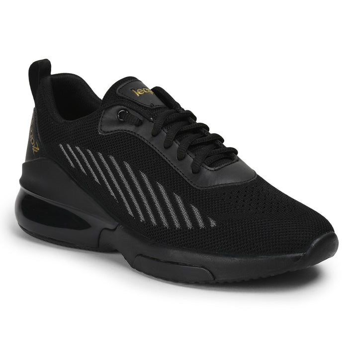 Leap7X Virat Men Black Sports Lacing Shoes By Liberty