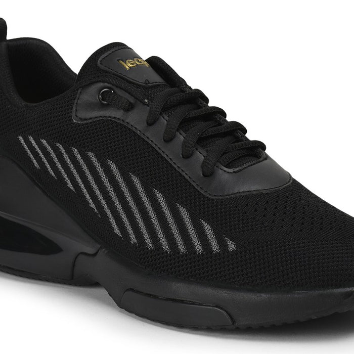 Leap7X Virat Men Black Sports Lacing Shoes By Liberty