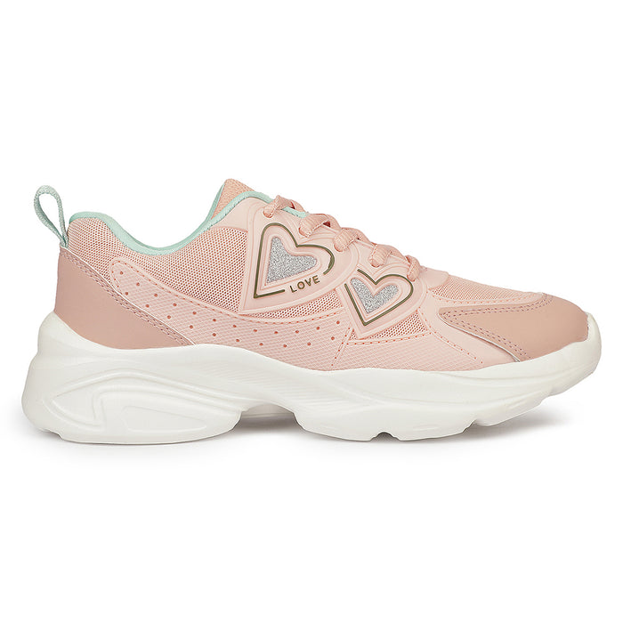 Leap7X WALTER-1L Peach Sports Non lacing Walking Shoes for Kids by Liberty