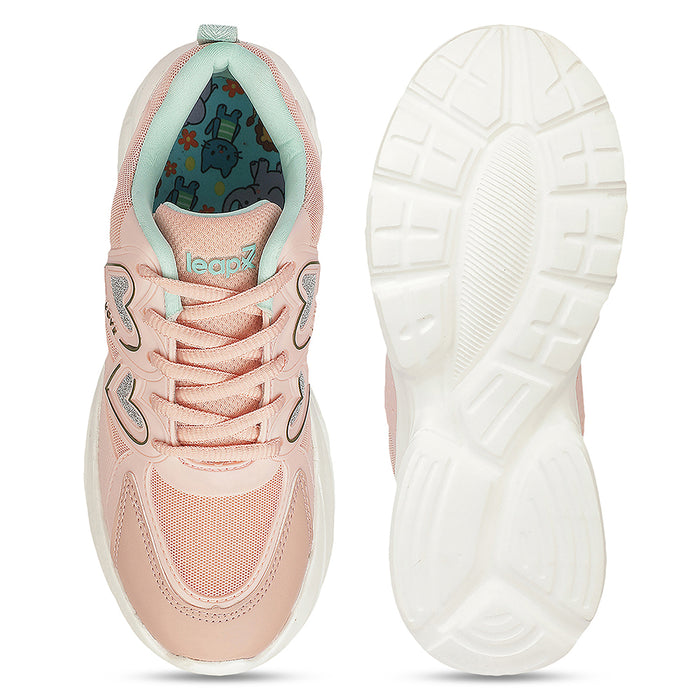 Leap7X WALTER-1L Peach Sports Non lacing Walking Shoes for Kids by Liberty