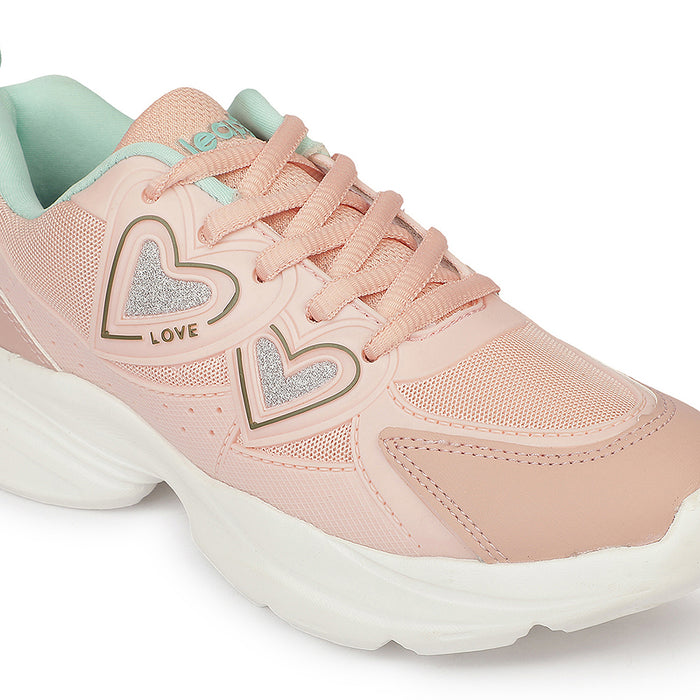 Leap7X WALTER-1L Peach Sports Non lacing Walking Shoes for Kids by Liberty