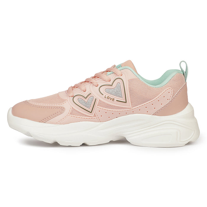 Leap7X WALTER-1L Peach Sports Non lacing Walking Shoes for Kids by Liberty
