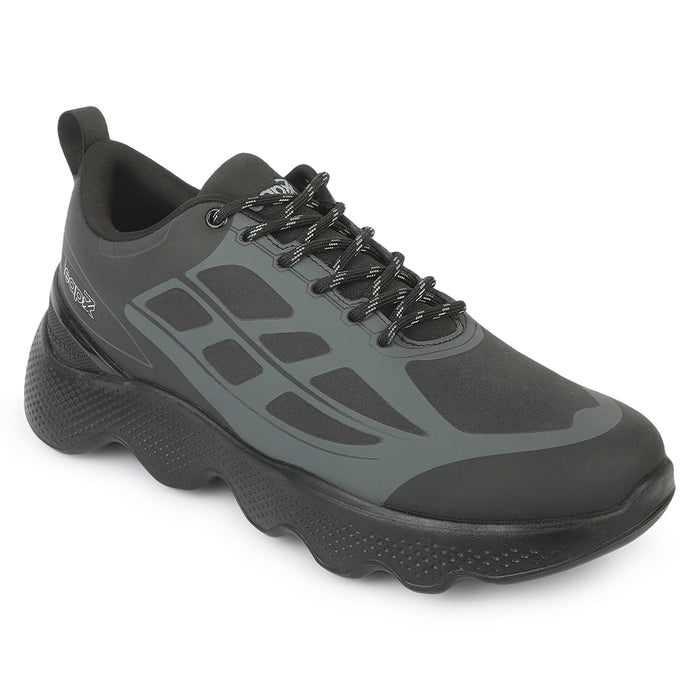 Leap7X WAVERIDE-3 Black Sports Lacing Running Shoes for Men by Liberty