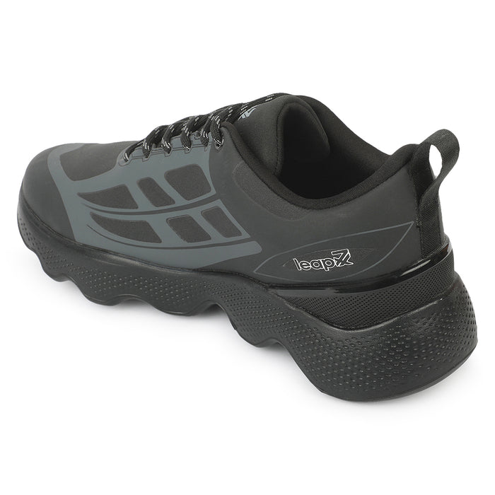 Leap7X WAVERIDE-3 Black Sports Lacing Running Shoes for Men by Liberty