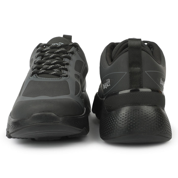 Leap7X WAVERIDE-3 Black Sports Lacing Running Shoes for Men by Liberty
