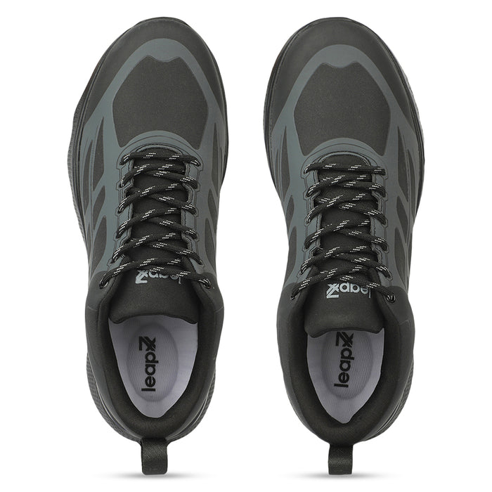 Leap7X WAVERIDE-3 Black Sports Lacing Running Shoes for Men by Liberty