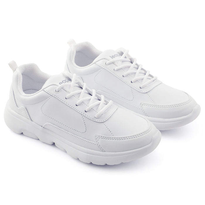 Leap7x White Lacing Uniform School Shoes For Kids SCHLSTAR-L By Liberty