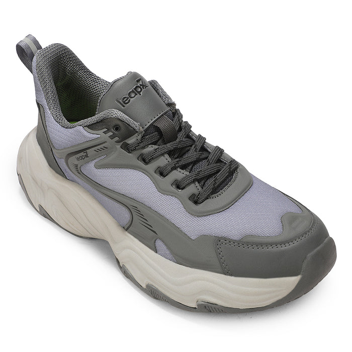 Leap7X XYLOZ-1E Dark Grey Sports Lacing Running Shoes for Men by Liberty