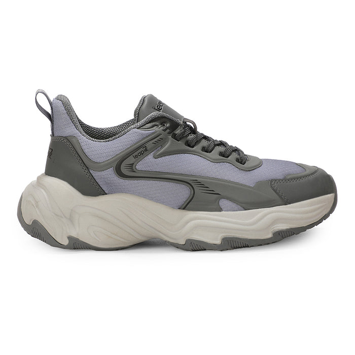Leap7X XYLOZ-1E Dark Grey Sports Lacing Running Shoes for Men by Liberty