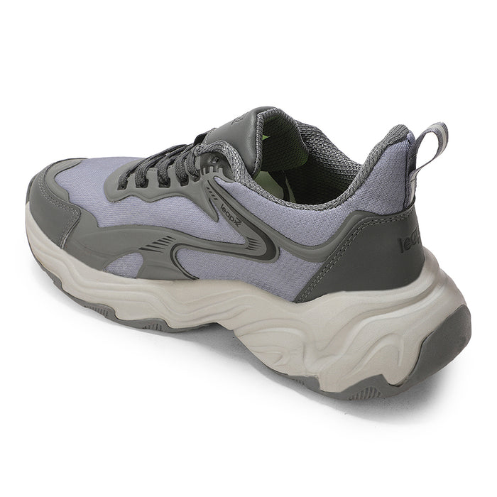 Leap7X XYLOZ-1E Dark Grey Sports Lacing Running Shoes for Men by Liberty