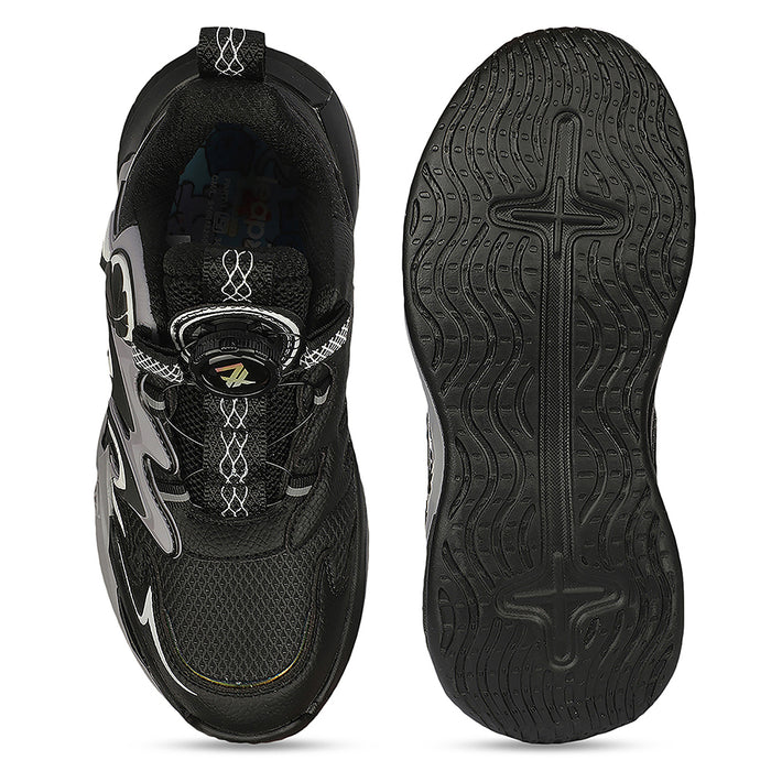 Leap7X ZLP-XK-10 Black Sports Non lacing Walking Shoes for Kids By Liberty