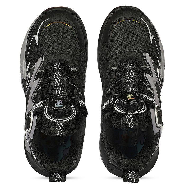 Leap7X ZLP-XK-10 Black Sports Non lacing Walking Shoes for Kids By Liberty