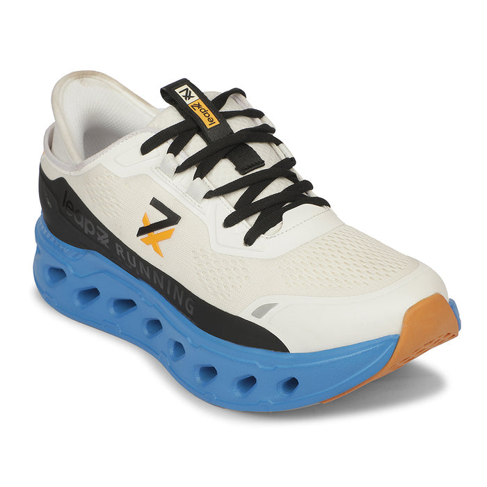 Leap7X ZLP-XM-16 Airflow Outsoles White Sports Lacing Running Shoes for Men by Liberty