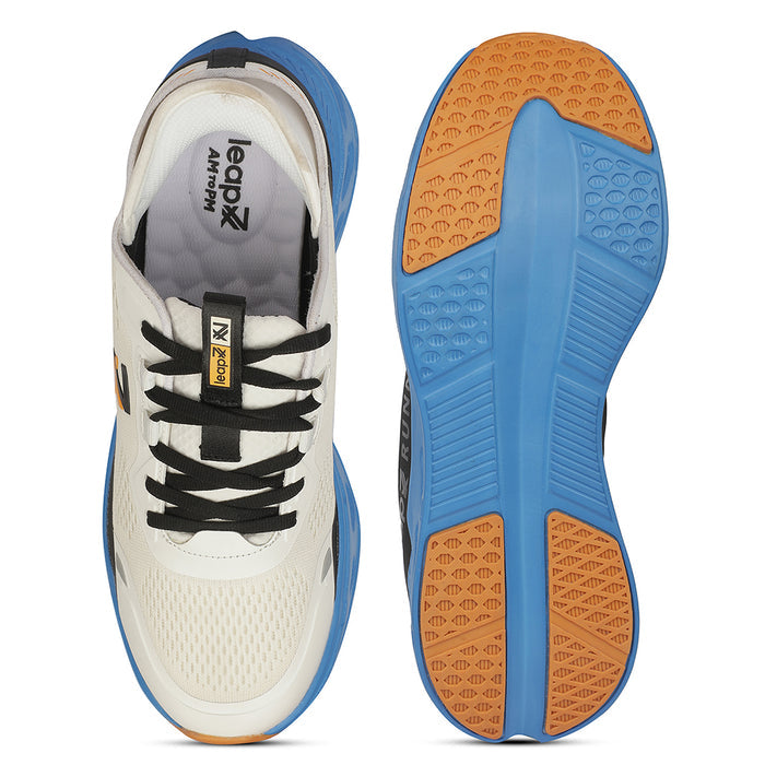 Leap7X ZLP-XM-16 Airflow Outsoles White Sports Lacing Running Shoes for Men by Liberty