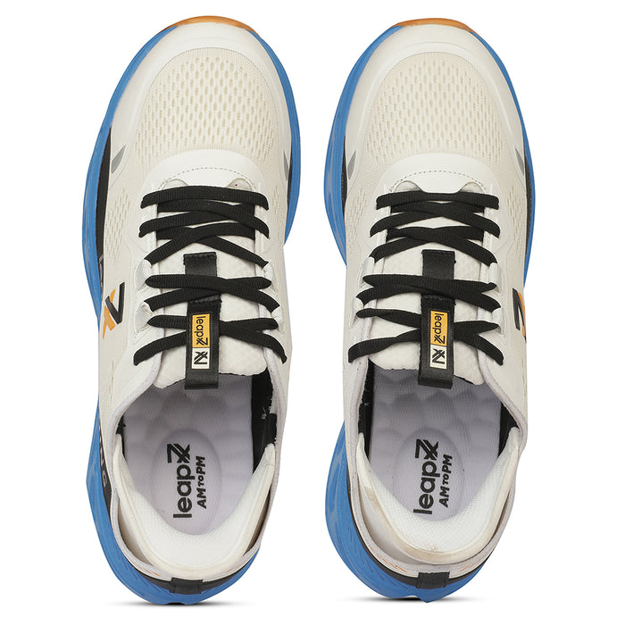 Leap7X ZLP-XM-16 Airflow Outsoles White Sports Lacing Running Shoes for Men by Liberty