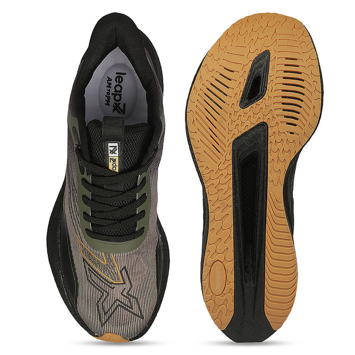 Leap7X ZLP-XM-19 Olive Green Sports Lacing Running Shoes for Men By Liberty