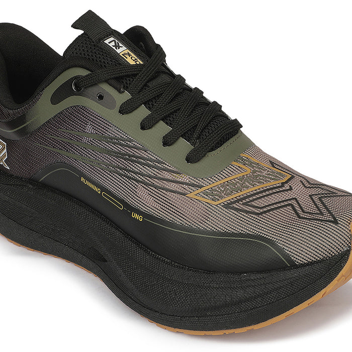 Leap7X ZLP-XM-19 Olive Green Sports Lacing Running Shoes for Men By Liberty