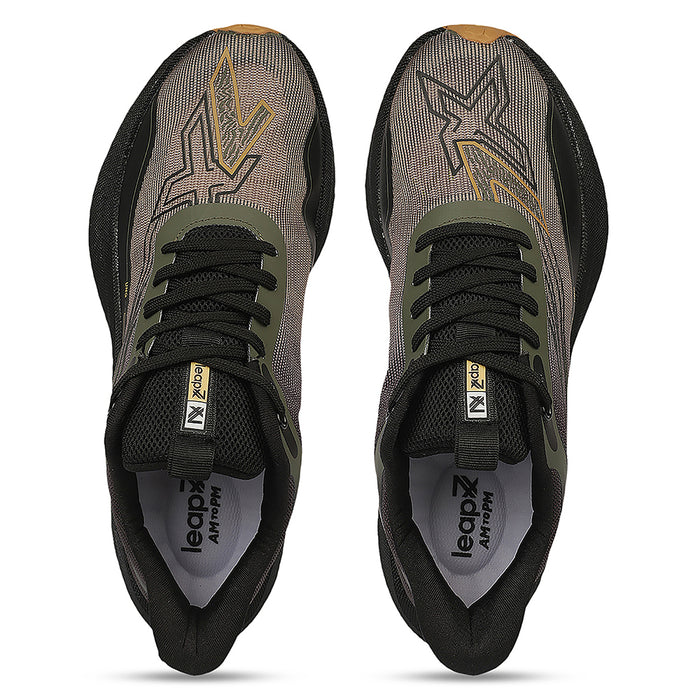 Leap7X ZLP-XM-19 Olive Green Sports Lacing Running Shoes for Men By Liberty