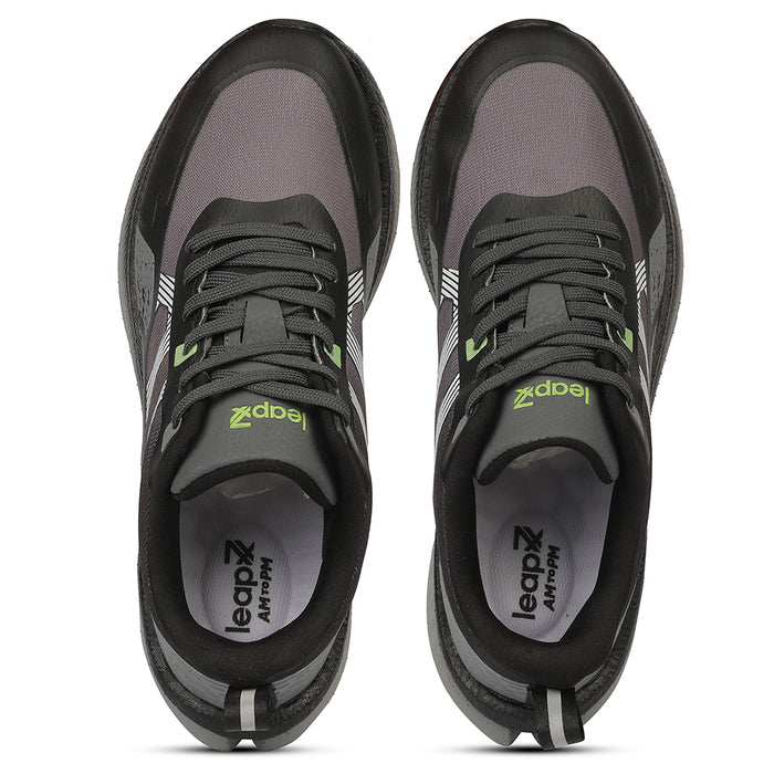 Leap7X ZLP-XM-20 Black Sports Lacing Running Shoes for Men by Liberty