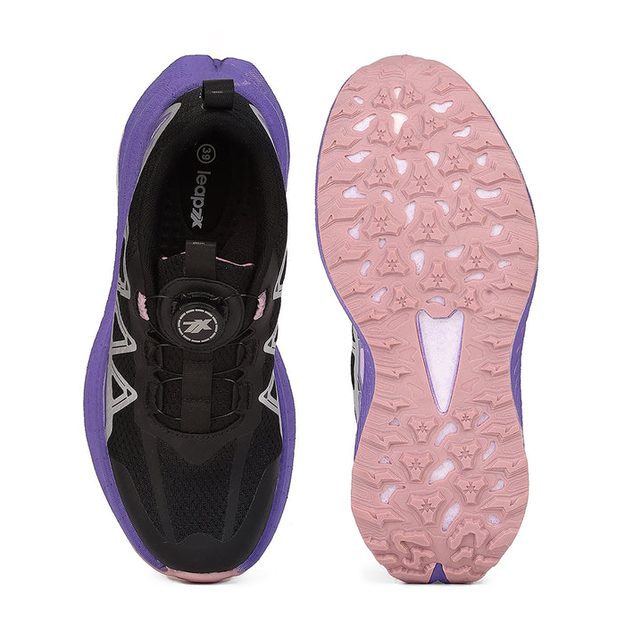 Leap7X ZQ-WFLN-47 Women's Black Walking Shoes - TWIST & GO with Flyknit Upper & Ortholite Insole