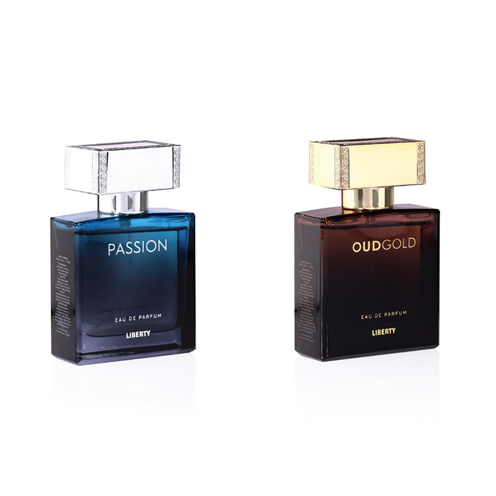 Liberty Luxury Men's Gift Set - OudGold and Passion (50ml/1.7Oz each), Eau De Parfum (EDP), Crafted in France, Long Lasting Smell.