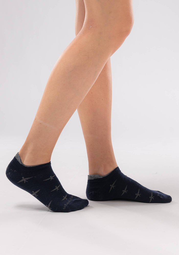 Low Cut Merino Socks - Navy/Grey