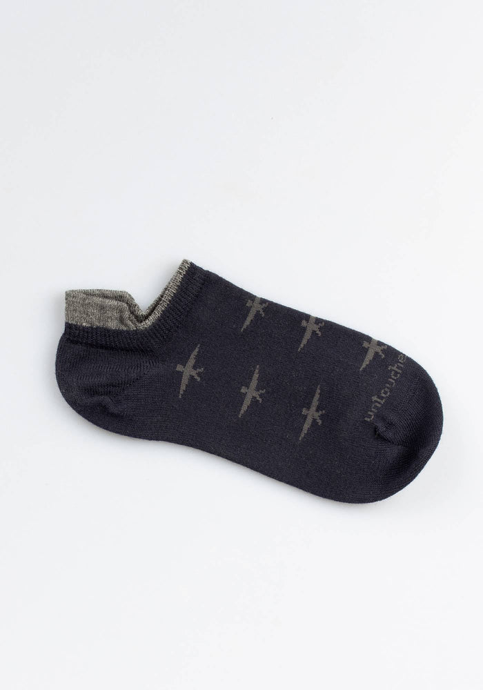 Low Cut Merino Socks - Navy/Grey