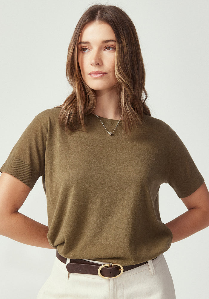 Lucy Knit Tee - Vine Green