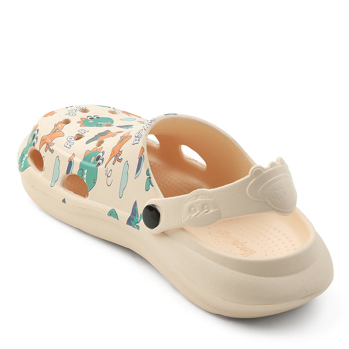 Lucy & Luke Beige Casual Slingback Printed Clogs For Kids ALEX-K2E By Liberty