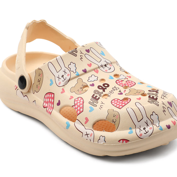 Lucy & Luke Beige Casual Slingback Printed Clogs For Kids ALEX-K3E By Liberty