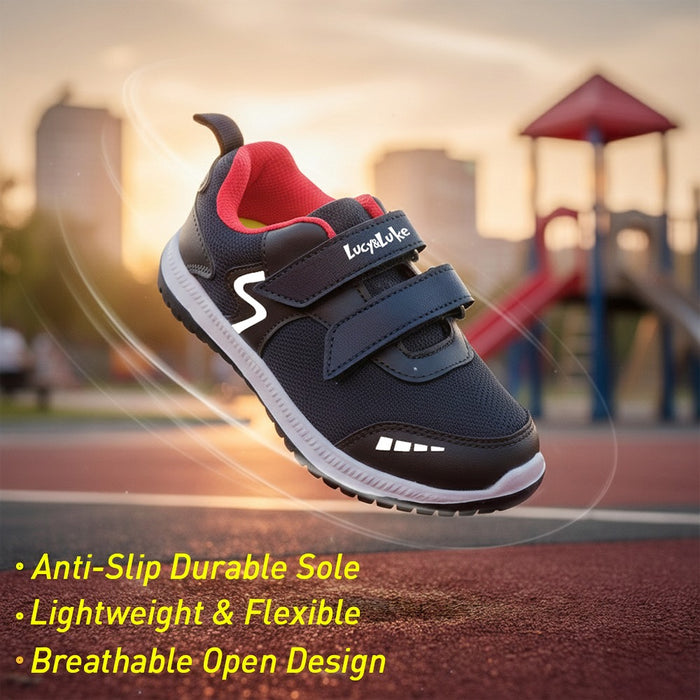 Lucy Luke Black Sports Non Lacing Walking Shoes For Kids Jamie K2E By Liberty