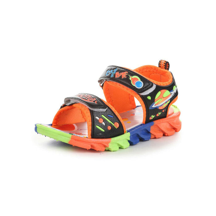 Lucy & Luke (Black) Sporty Sandal For Kids KDL-4 By Liberty