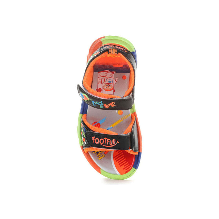 Lucy & Luke (Black) Sporty Sandal For Kids KDL-4 By Liberty