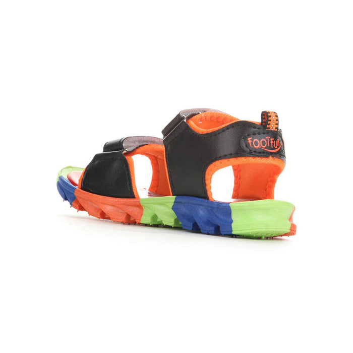 Lucy & Luke (Black) Sporty Sandal For Kids KDL-4 By Liberty