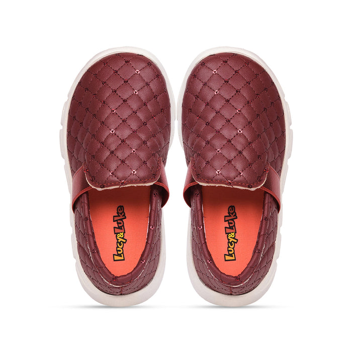 Lucy & Luke (Maroon) Casual Non Lacing Shoes For Kids FLYNN-31 By Liberty