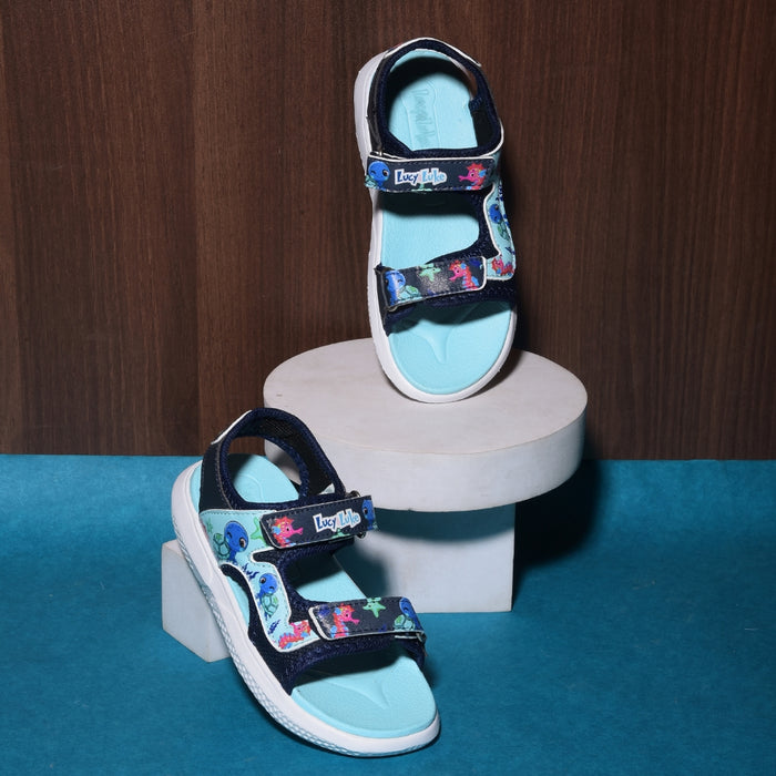Lucy & Luke  Navy Blue Casual Sandal For Kids HIPPO-51 By Liberty