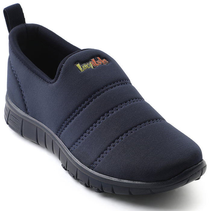 Lucy&Luke Navy Blue Sports Non Lacing Walking Shoes For Kids 2123-34 By Liberty