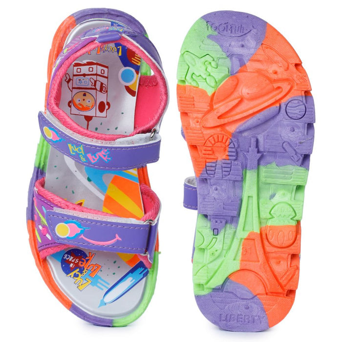 Lucy & Luke (Purple) Sporty Sandal For Kids KDL-4 By Liberty