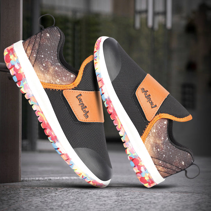 Lucy&Luke Sports Orange Non Lacing Walkiing Shoes For Unisex Kids JAMON-E By Liberty