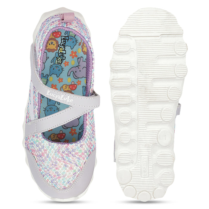 Lucy & Luke STYLER-2 Purple Casual Slip on Ballerina Shoes for Kids | Girls by Liberty