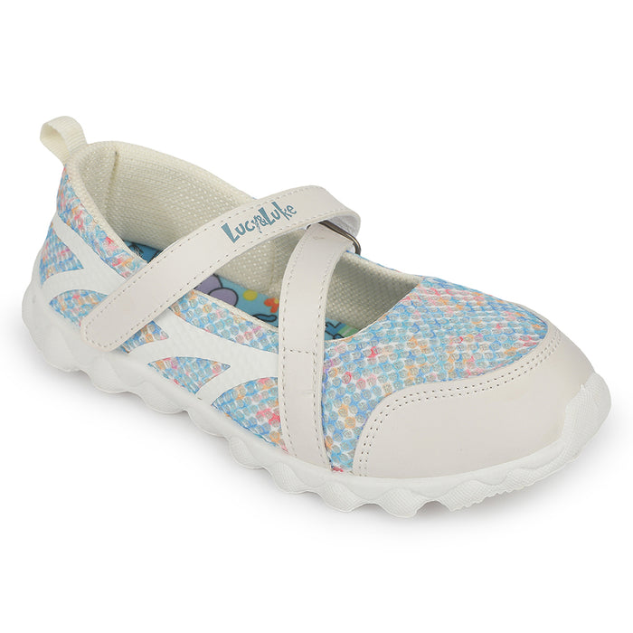 Lucy & Luke STYLER-2 White Casual Slip on Ballerina Shoes for Kids | Girls by Liberty
