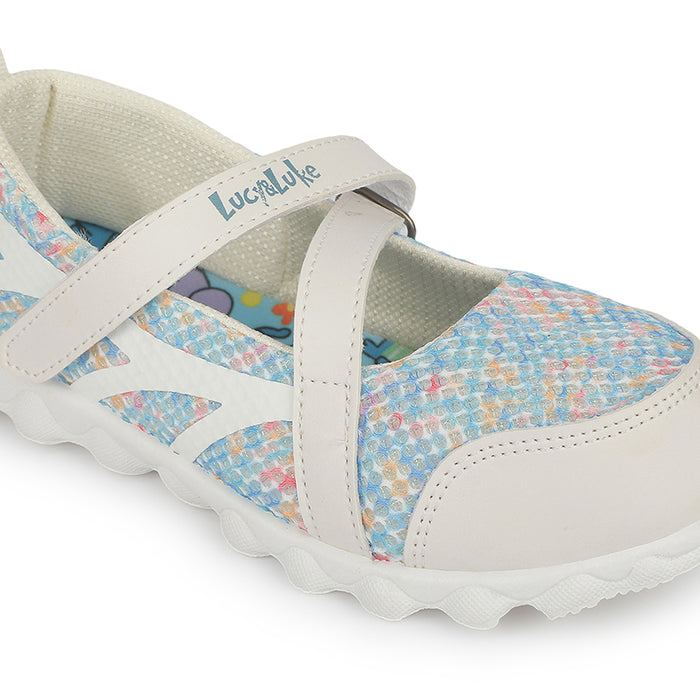 Lucy & Luke STYLER-2 White Casual Slip on Ballerina Shoes for Kids | Girls by Liberty
