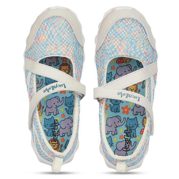 Lucy & Luke STYLER-2 White Casual Slip on Ballerina Shoes for Kids | Girls by Liberty
