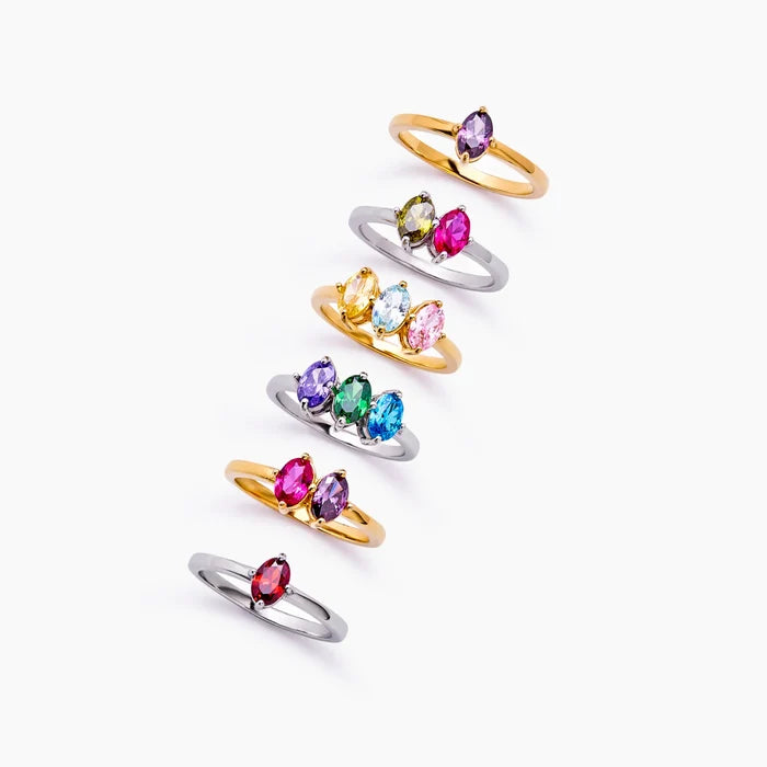 Marquise family ring lifestyle shot — Olivia Jewelry