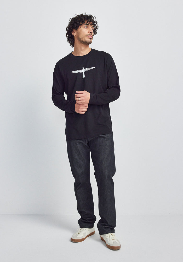 Mens Project U Long Sleeve Tee - Black/White