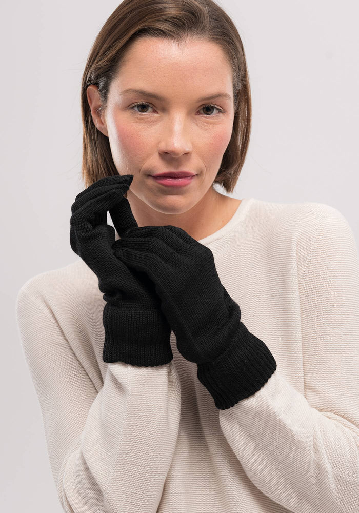 Merino Gloves - Black | Woman